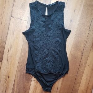 Haute monde black see through body suit